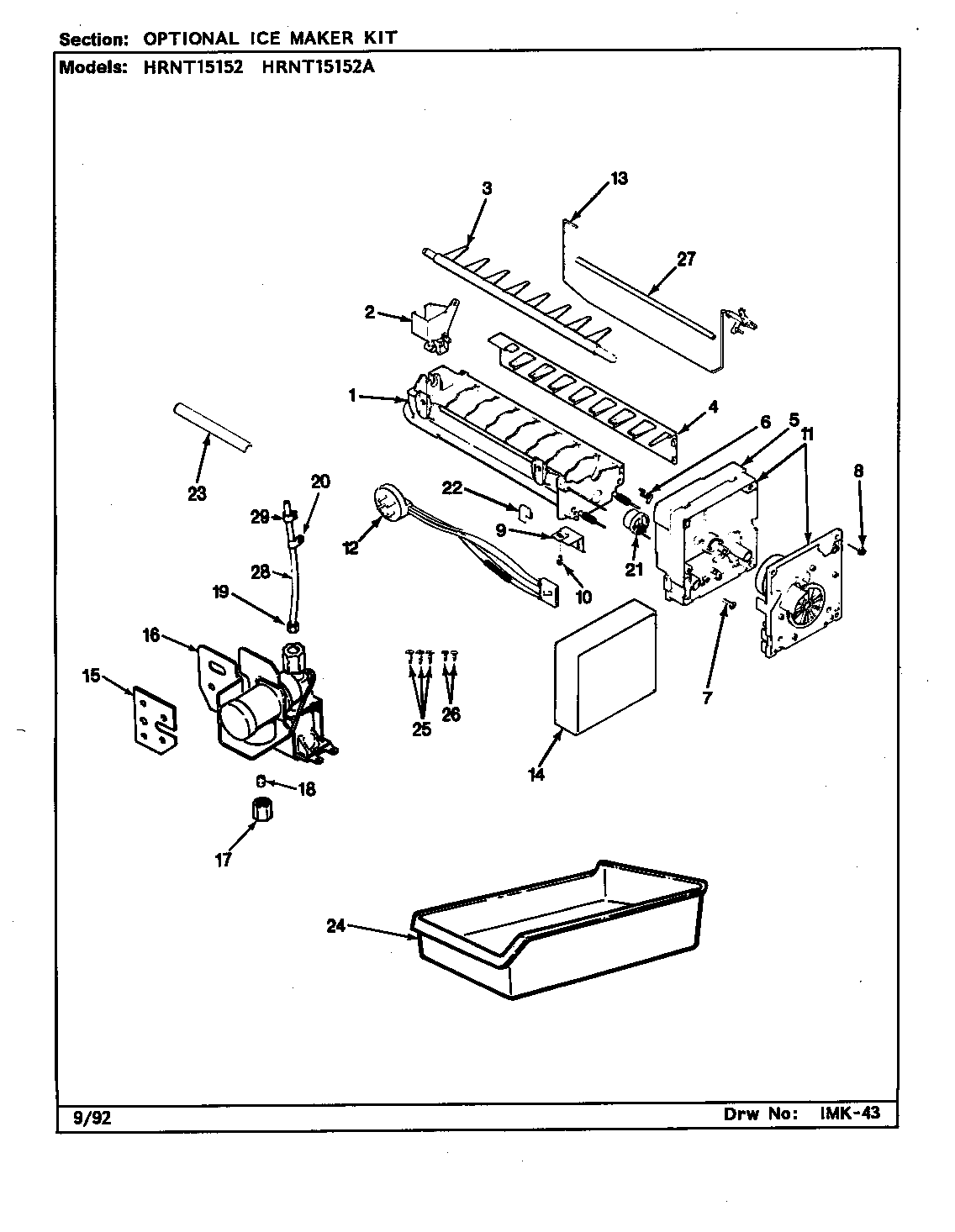 OPTIONAL ICE MAKER KIT (HRNT15152/CF12A) (HRNT15152/CF17A) (HRNT15152A/CF11A) (HRNT15152A/CF18A)