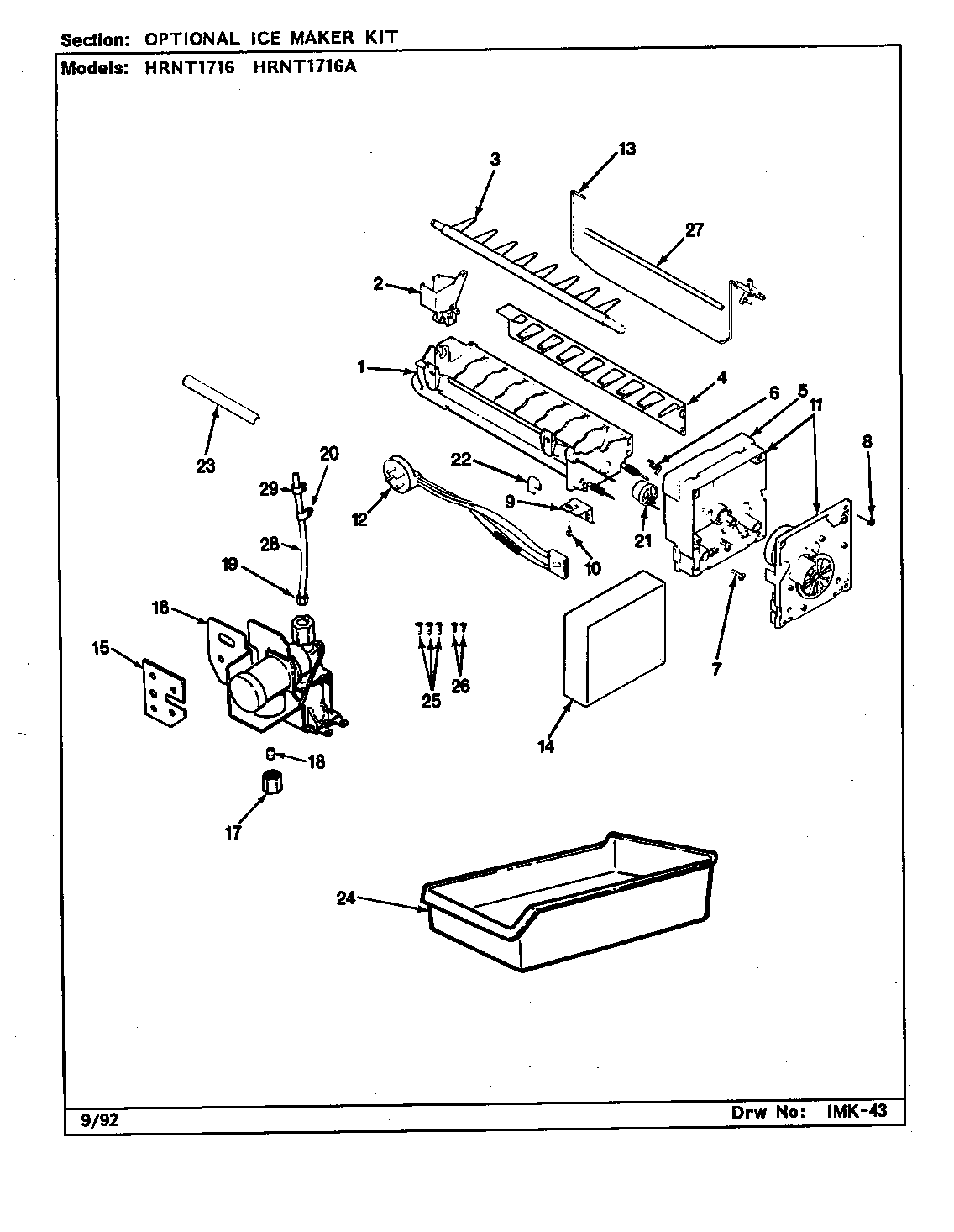 Optional ice maker kit