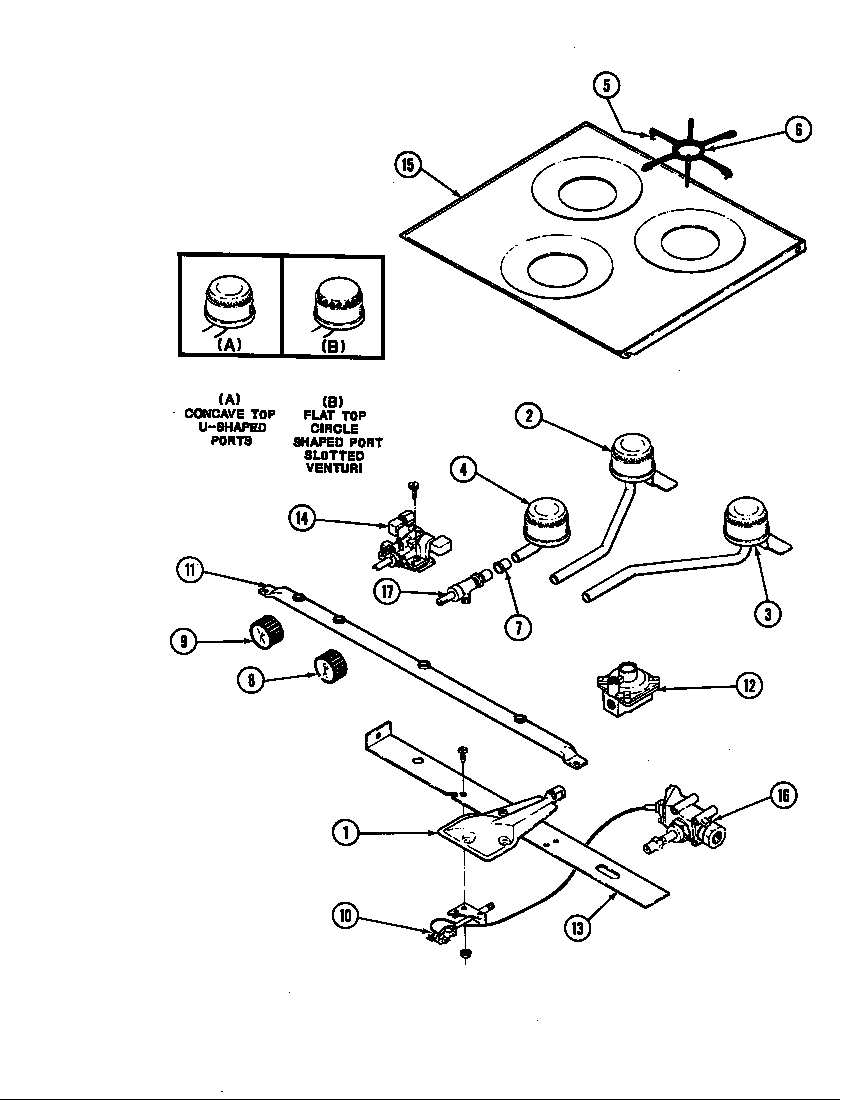 Main top & burner assembly