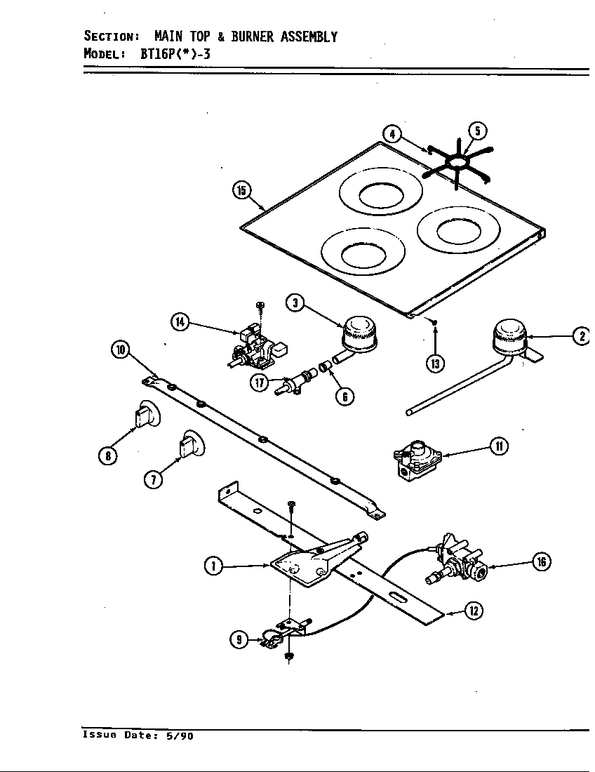 Main top & burner assembly