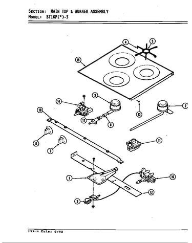 Main top & burner assembly