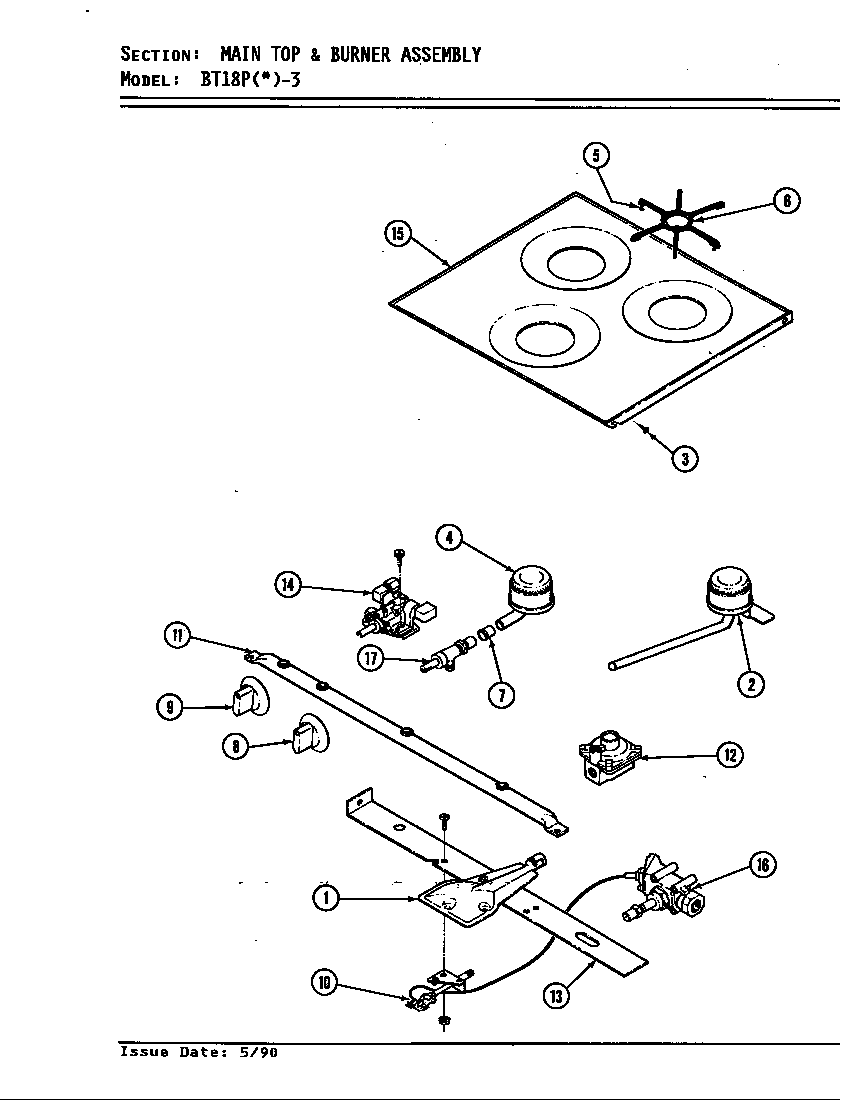 Main top & burner assembly