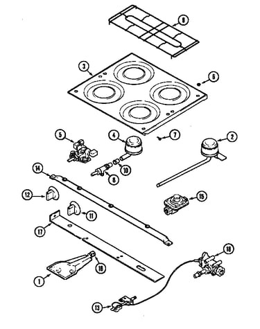 Top & burner assembly (16ra-4z) (16rb-4z) (16rw-4z)