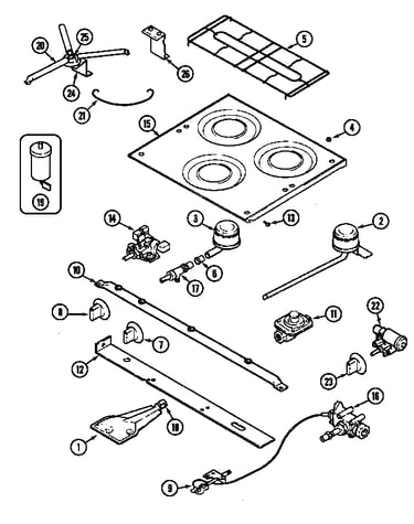 Main top & burner assembly