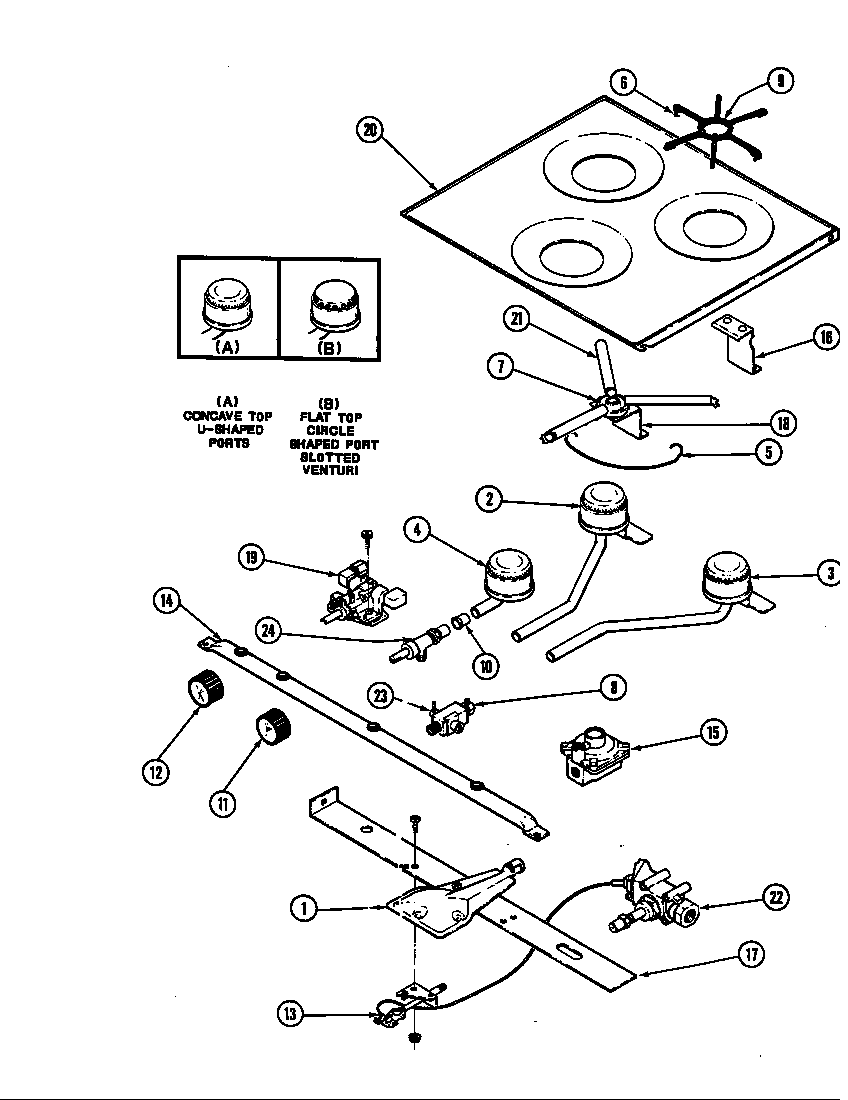 MAIN TOP & BURNER ASSEMBLY