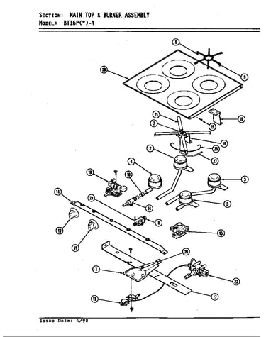 Main top & burner assembly (bt16pa-4z) (bt16ps-4z)