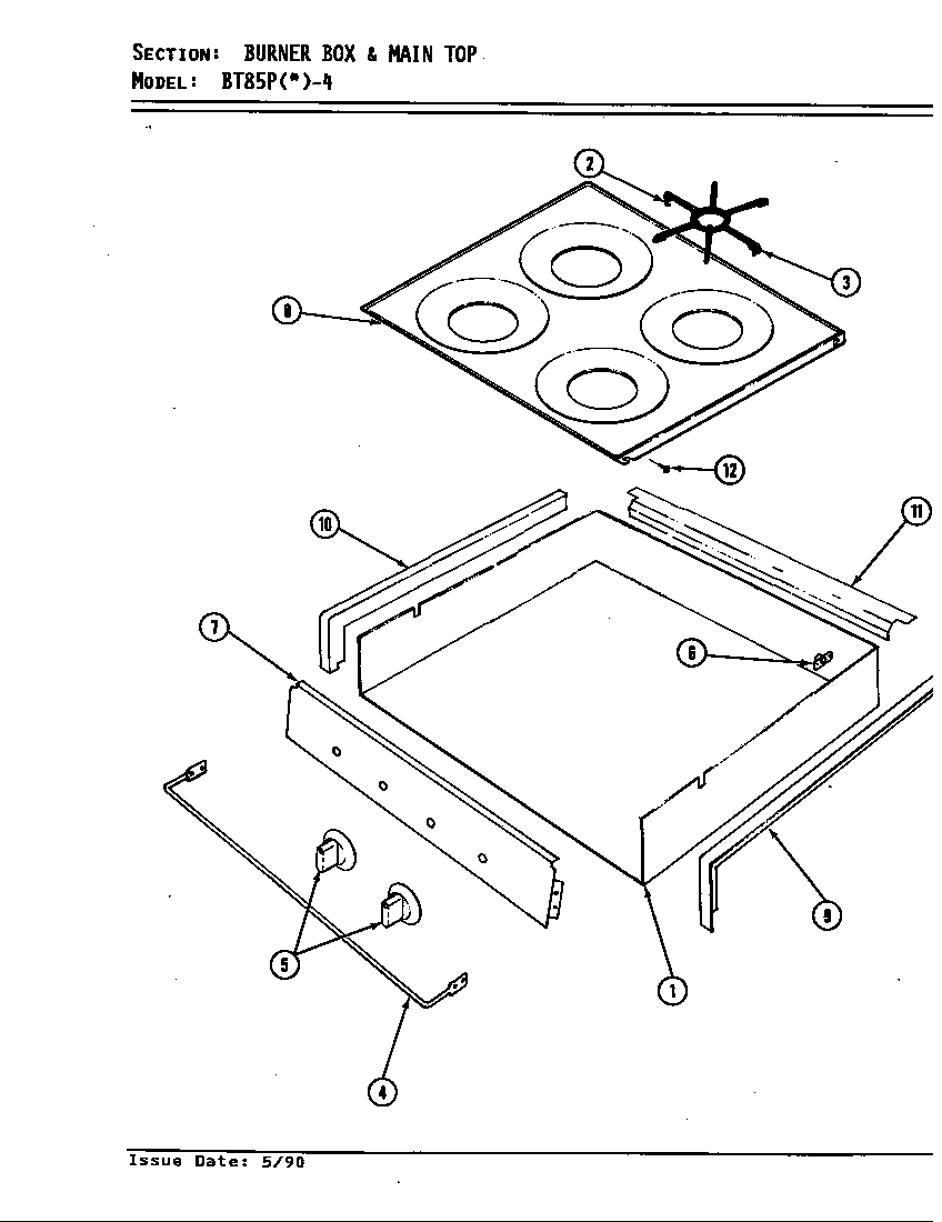 Main top & burner box assy.