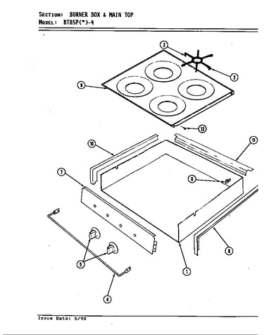 Main top & burner box assy.