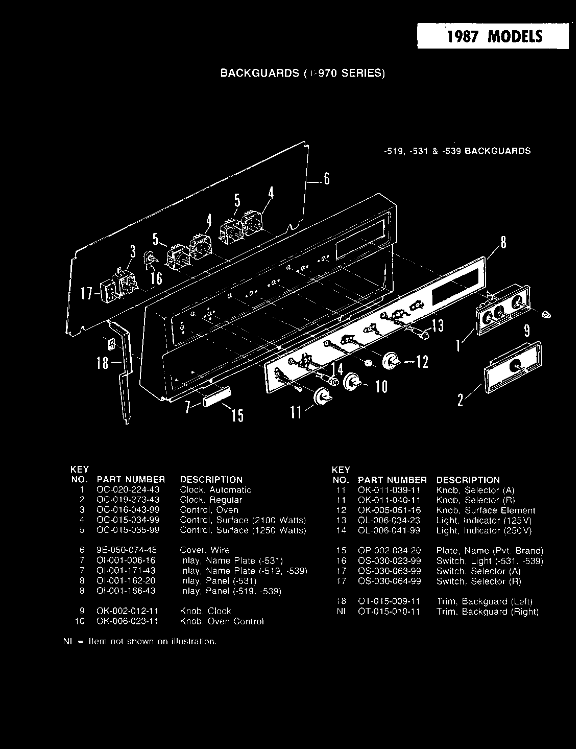 CONTROL PANEL (-539 MODELS) (ED9-71A539R) (ED9-71W539R)