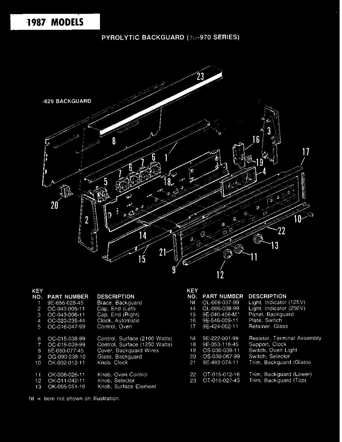 Control panel (-629 models) (epd9-73a629a) (epd9-73w629a)