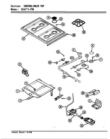 Top assembly/gas controls