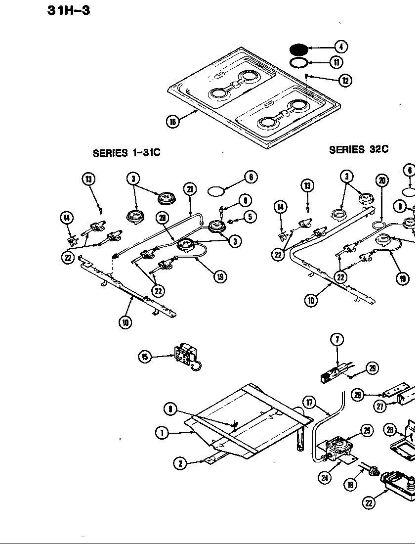 Top burner & oven control (31hk-3kx) (31hk-3kx)