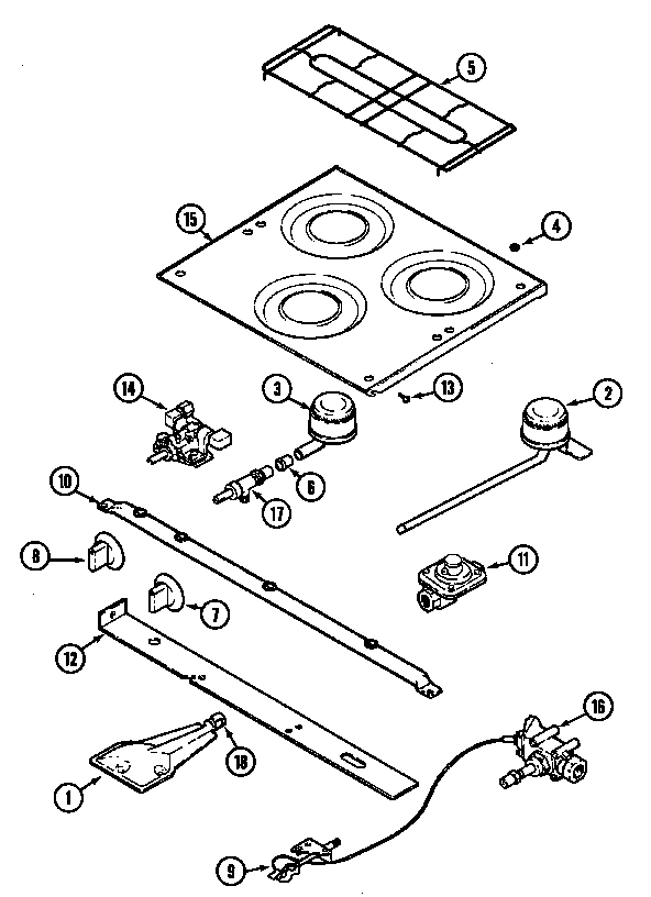 Main top & burner assembly