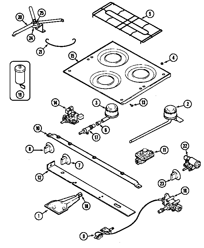 Main top & burner assembly