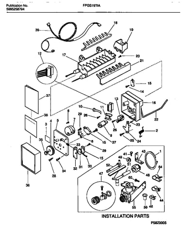 Ice maker components and installation parts