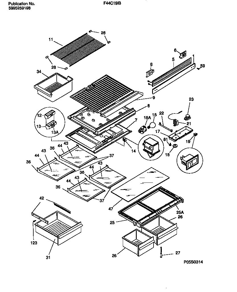 Shelves, controls, divider, mullion