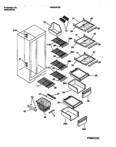 Shelves, water tank, 3-door mullion