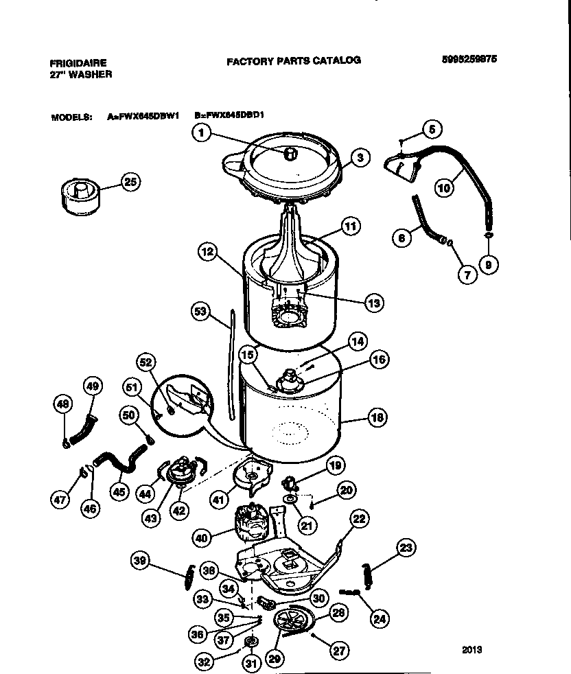 Tubs, hoses, motor