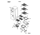 Frigidaire FRS22VSBD0 shelves, water tank, 3-door mullion diagram