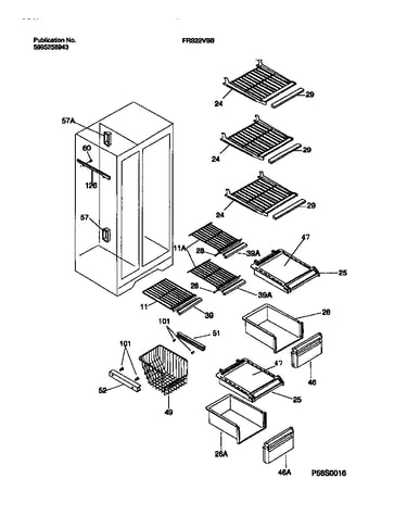 Shelves, water tank, 3-door mullion