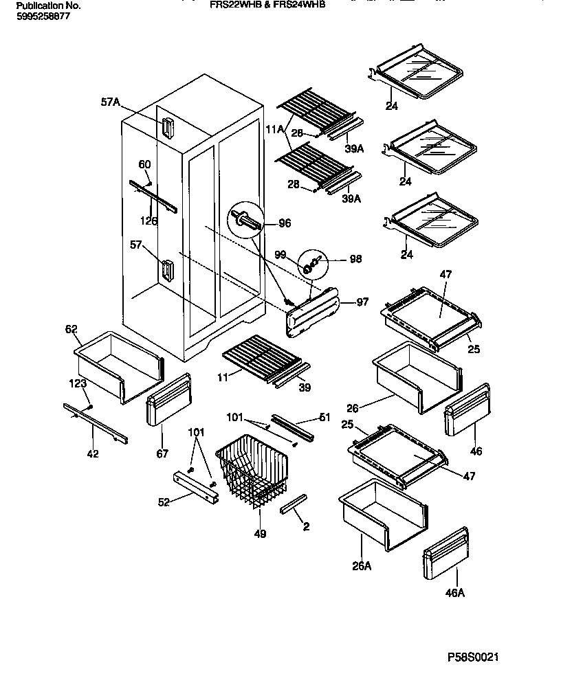 Shelves, water tank, 3-door mullion