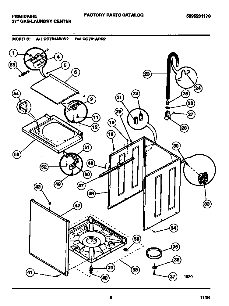 Washer - cabinet, top panel, base
