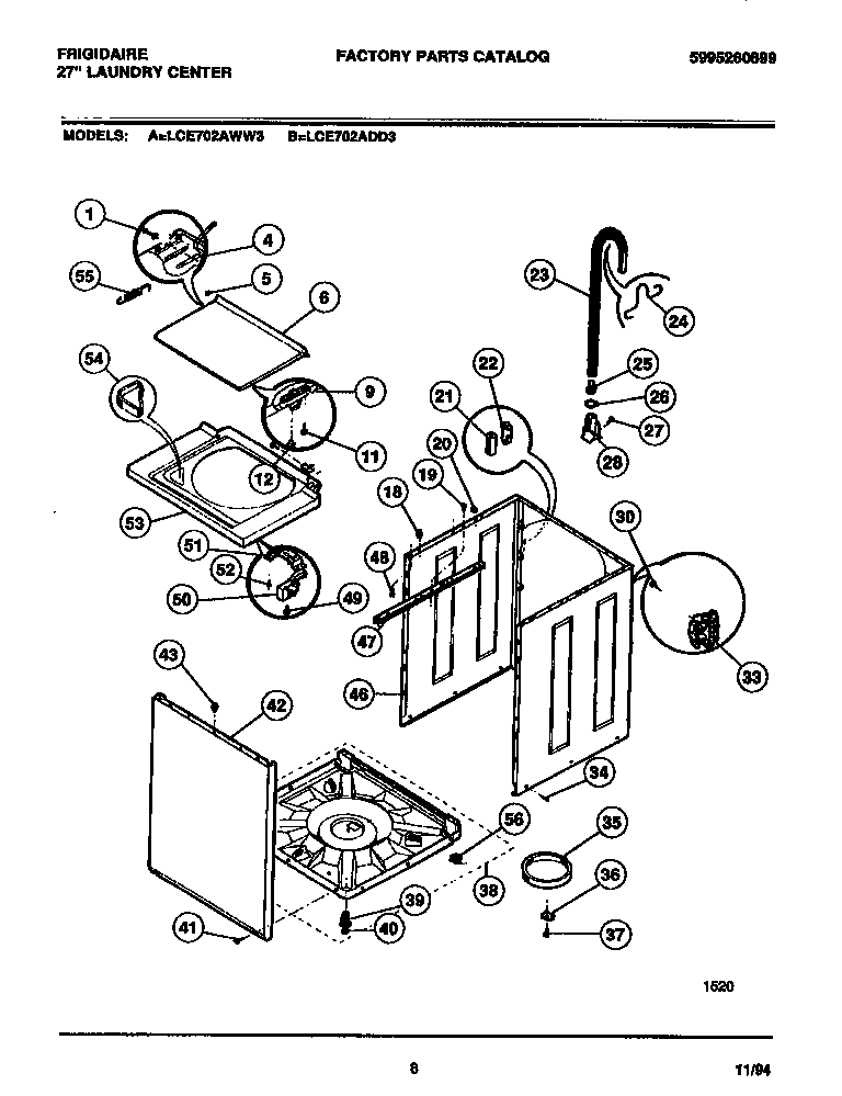 Washer - cabinet, top panel, base