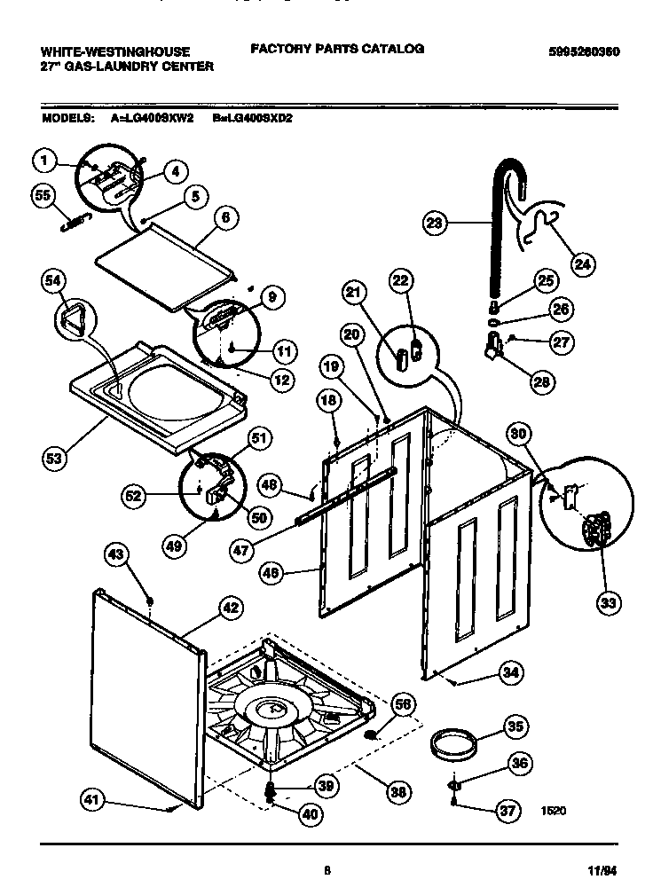 Washer - cabinet, top panel, base