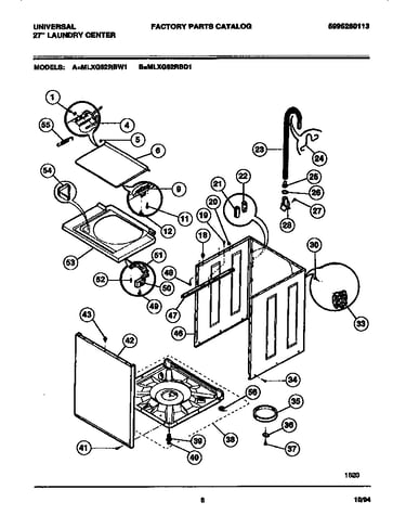 Washer - cabinet, top panel, base