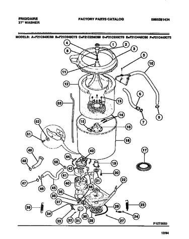Washer outer tub, inner tub, sub top, agitator