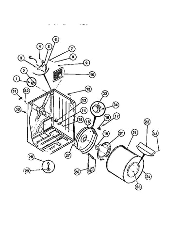 Cabinet, drum, heat duct