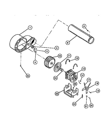 Motor, fan housing, exhaust duct