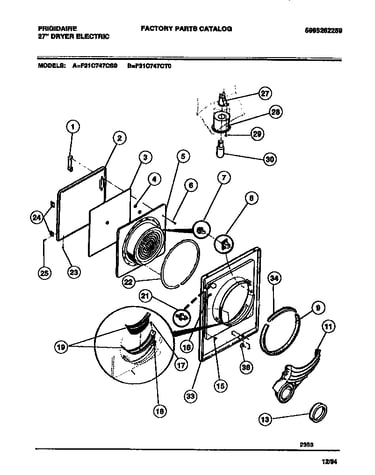 Door, front panel, lint filter
