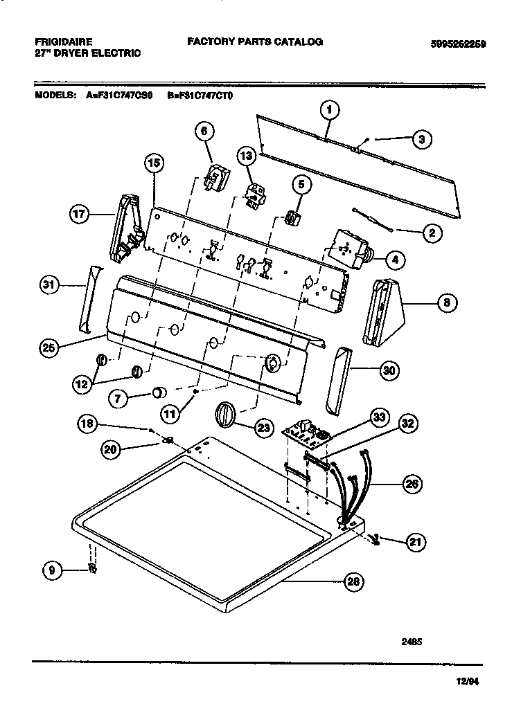 CONSOLE, CONTROLS, TOP PANEL