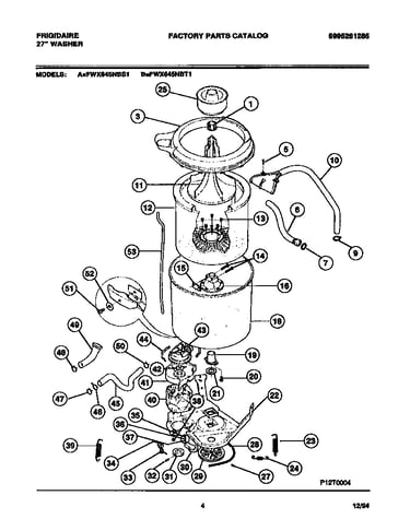 Washer outer tub, inner tub, sub top, agitator