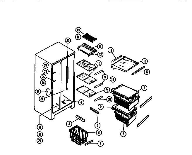 Shelves, water tank, 3-door mullion
