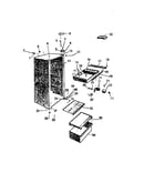 Cabinet, shelves, divider, fan assembly
