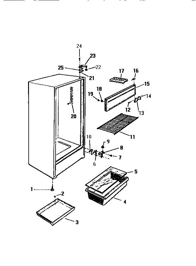 Cabinet, shelves, divider, fan assembly