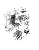 Cabinet, shelves, divider, fan assembly