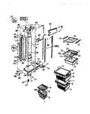 Evaporator, shelves, crisper pans