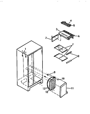 Freezer shelves, water tank