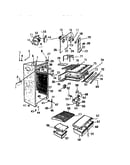 Cabinet, shelves, divider, fan assembly