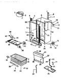 Cabinet, shelves, divider, fan assembly