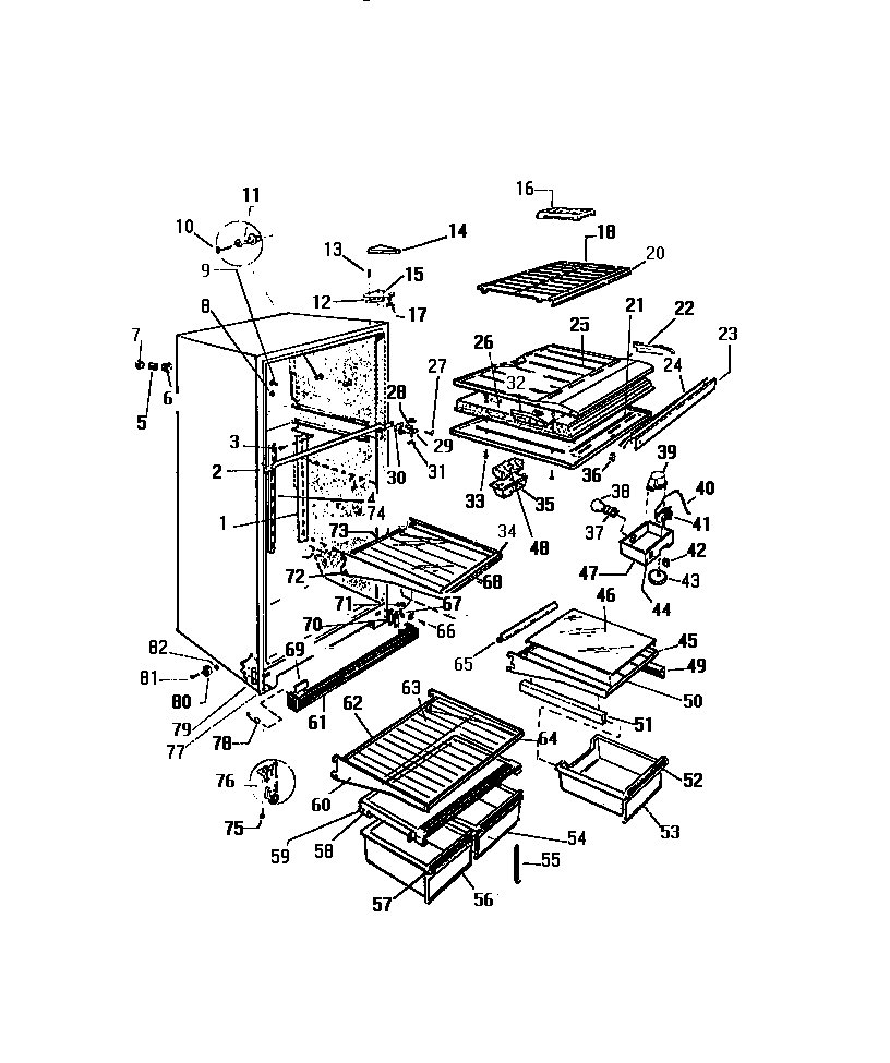 Cabinet, shelves, divider