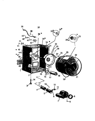 Cabinet, drum, heater housing