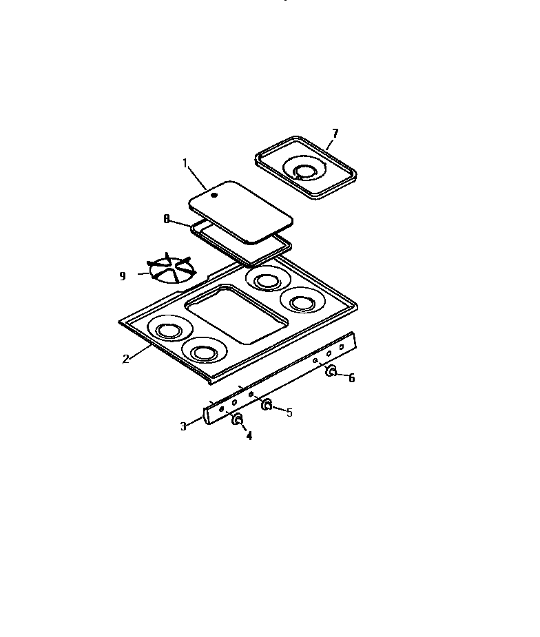 Top, control panel