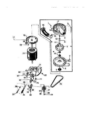 Motor, pump assembly
