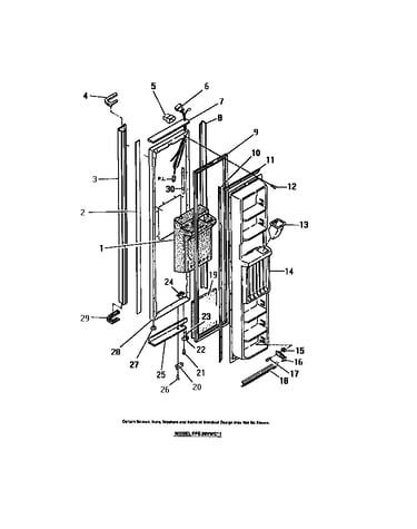 Freezer compartment door, dispenser