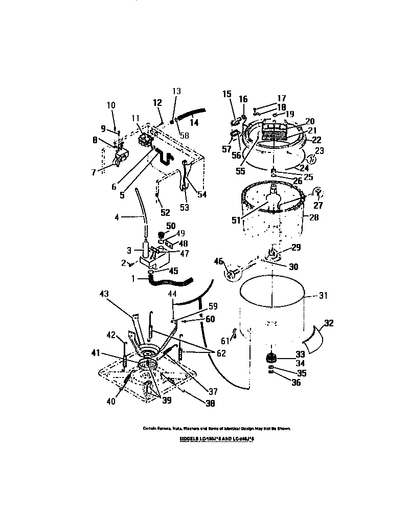 WASHER TUBS, SUBTOP, WATER VALVE, SNUBBER