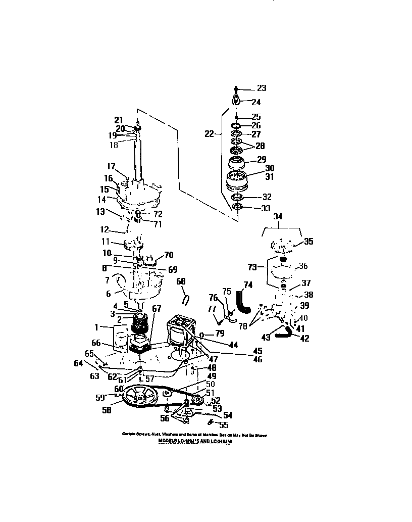 Washer transmission, motor, pump